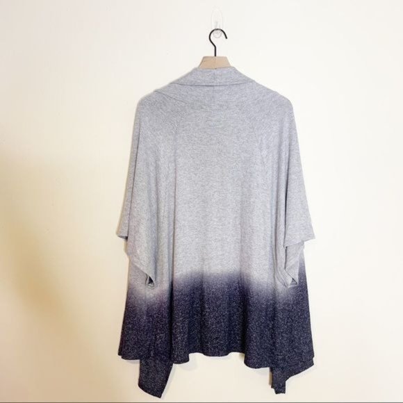 NEW Status by Chenault Charcoal Grey Dip Dye Ombre Open Front Cardigan Medium - Picture 3 of 10